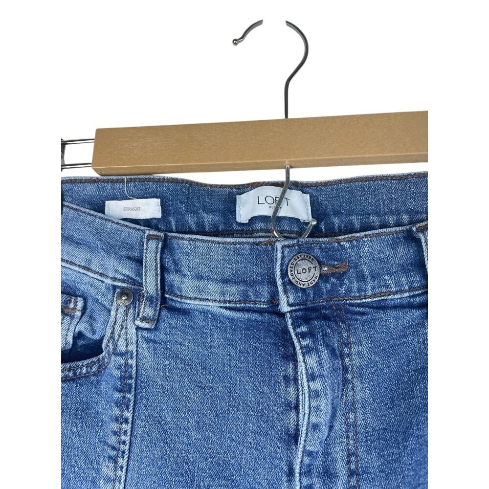 Loft Straight Leg Pintuck Seam Crease Jeans Casual 12 - Picture 4 of 11